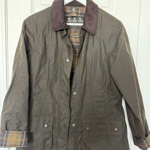 Barbour Women’s Waxed Olive Jacket with removable fleece lined insert US size 6